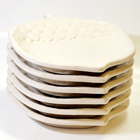 New Plates Set/6 Stoneware Acorns, Microwave/ Dishwasher Safe, Dessert - Picture 5 of 5